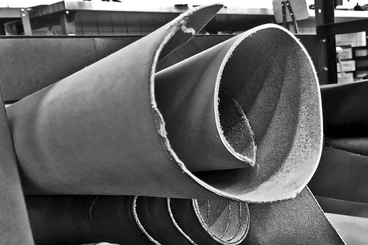 Rolled leather hides in the Da Luca workshop